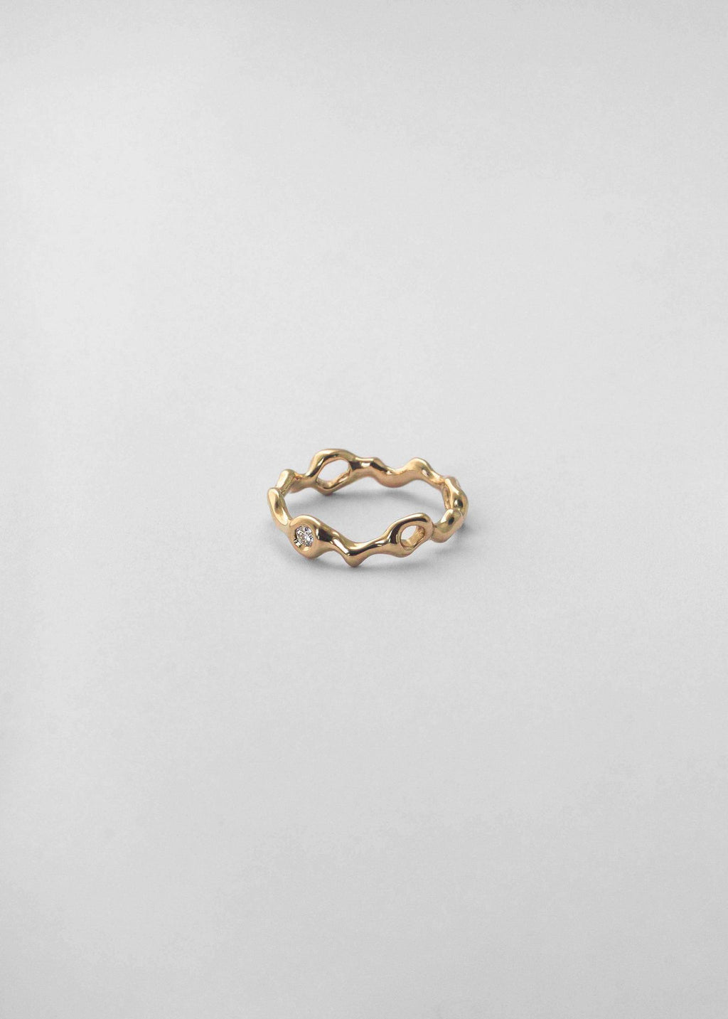 Spuma 14K Gold Ring w. Diamond