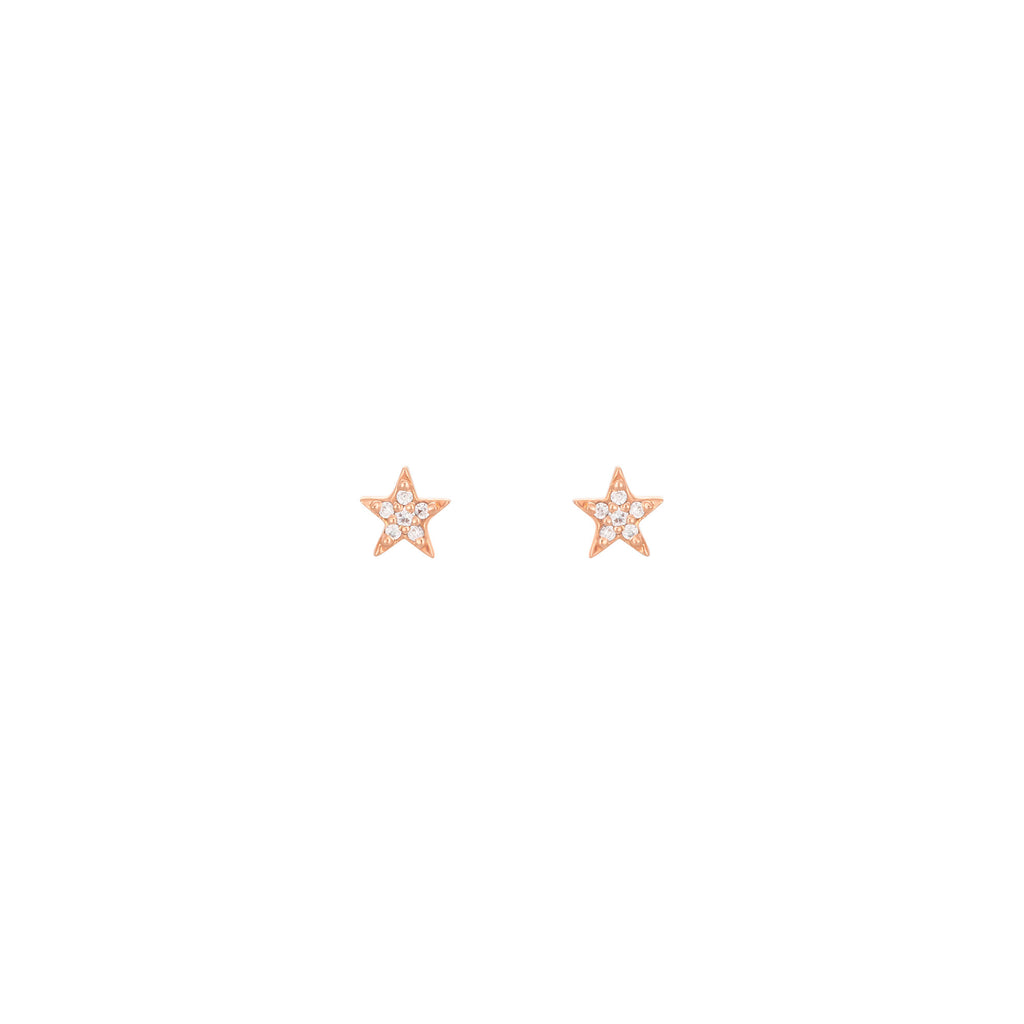 Star 18K Rose Gold Stud w. Diamonds