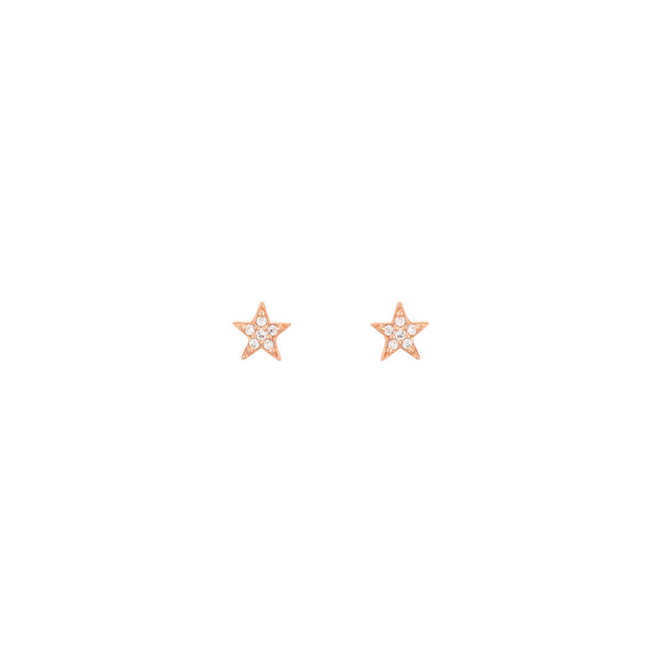 Star Ohrstecker 18K Rosegold mit Diamant