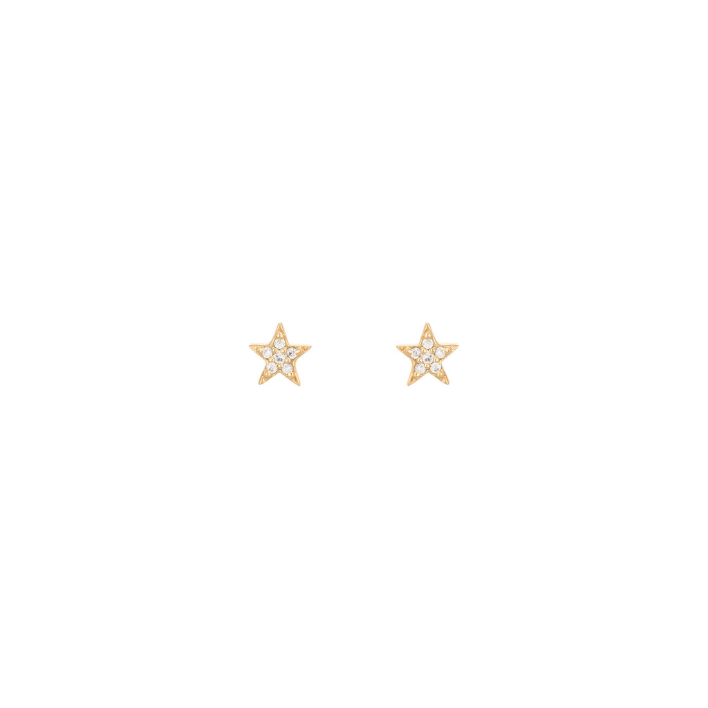 Star 18K Gold Stud w. Diamonds