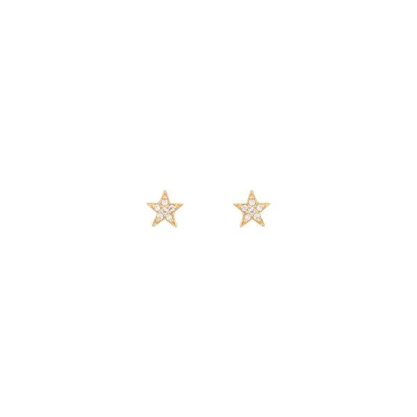Stjerne 18K Guld Ørestikker m. Diamanter