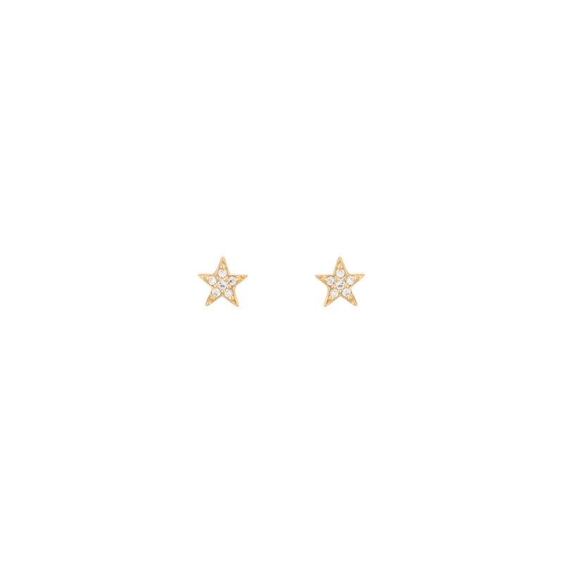 Star 18K Gold Stud w. Diamonds