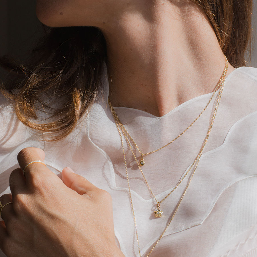 Stardust 18K Gold Necklace w. Lab-Grown Diamond