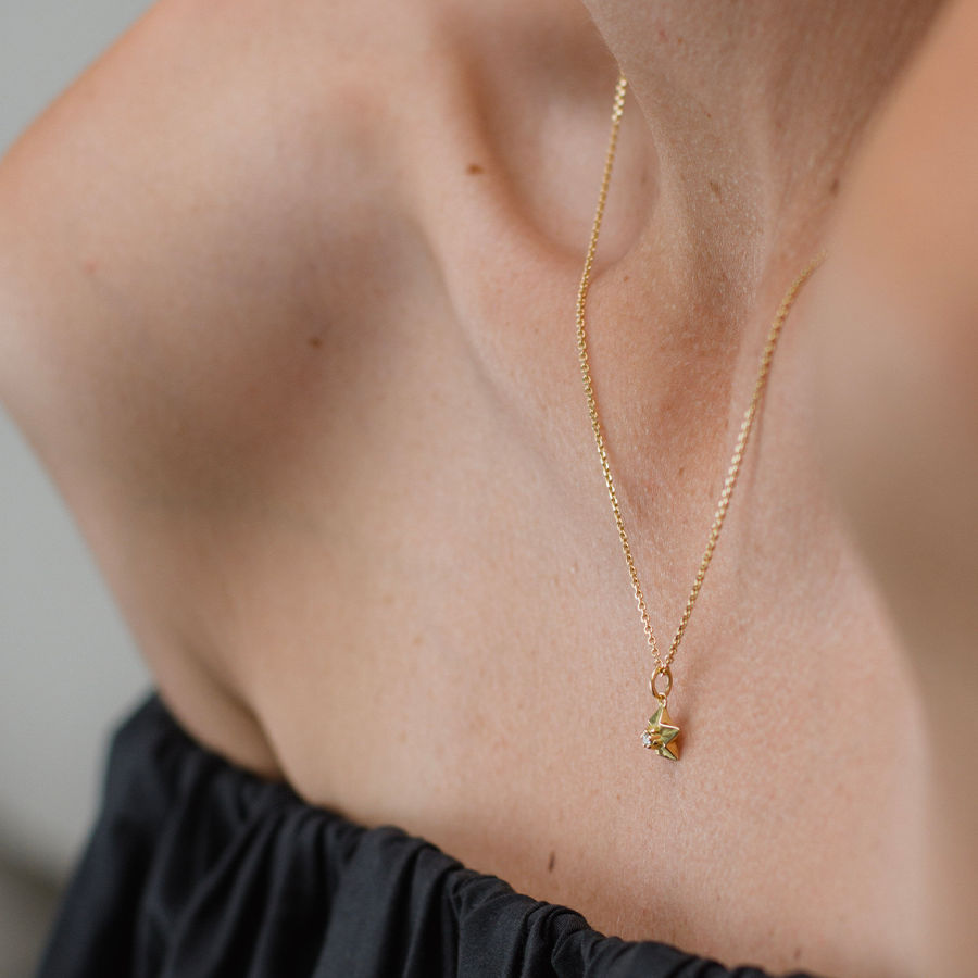 Stardust 18K Gold Necklace w. Lab-Grown Diamond