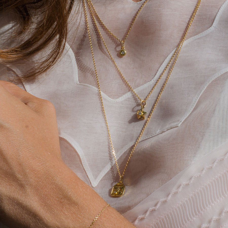 Stardust 18K Gold Necklace w. Lab-Grown Diamond