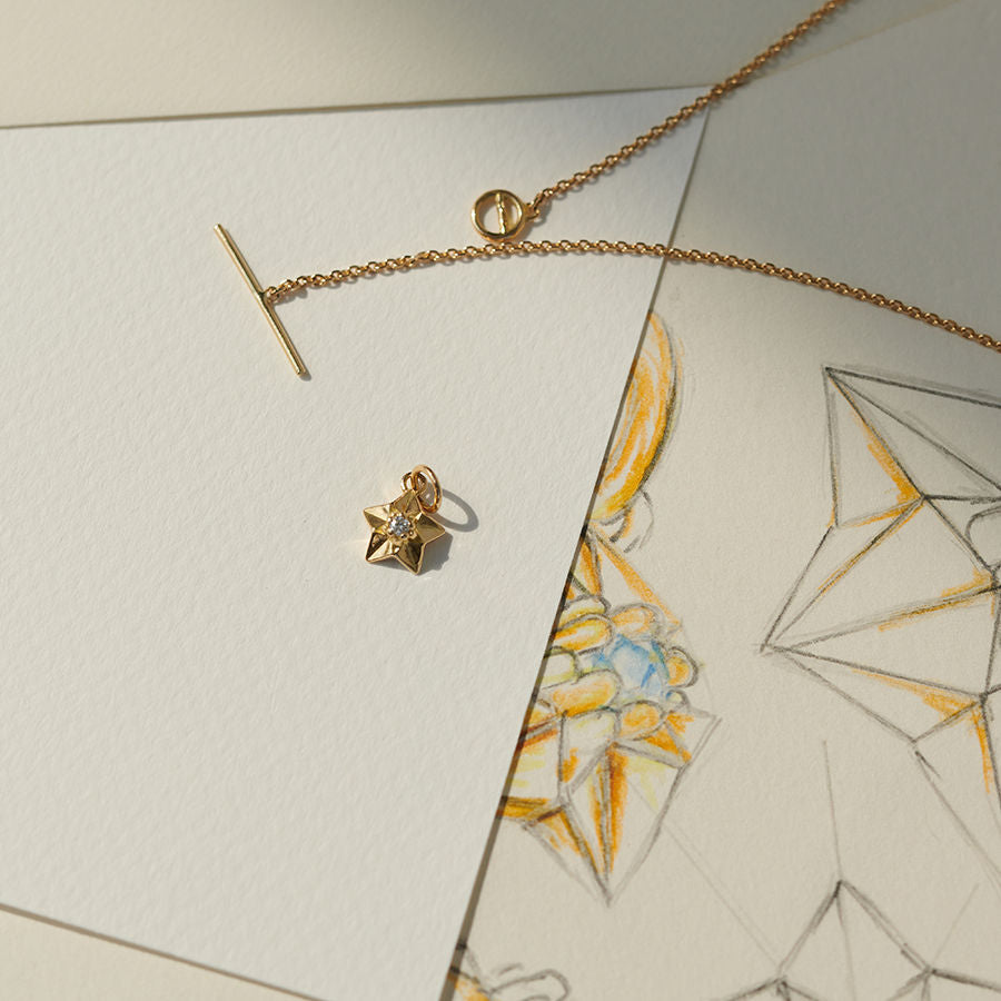 Stardust 18K goldener Anhänger m. Labordiamant