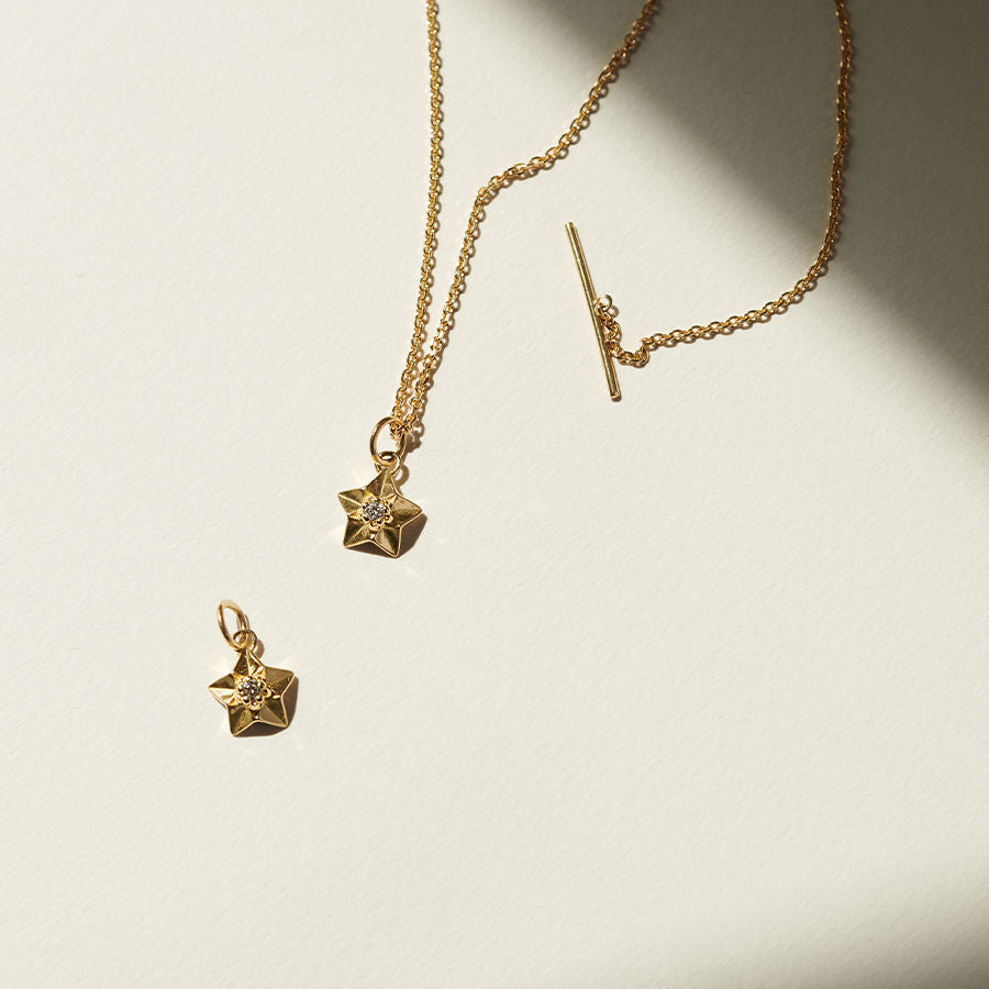 Stardust 18K Gold Necklace w. Lab-Grown Diamond