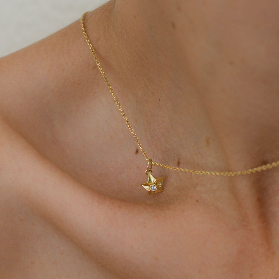 Stardust 18K goldener Anhänger m. Labordiamant
