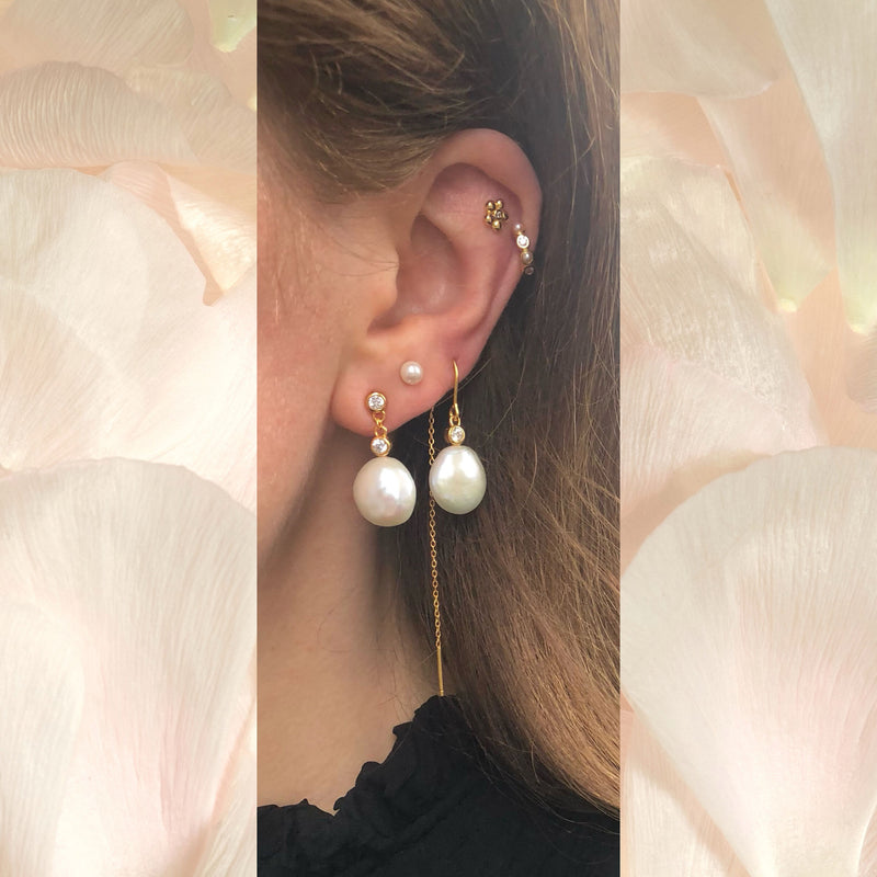 Isla Hook 18K Gold Plated Earring w. Pearl & Zirconia