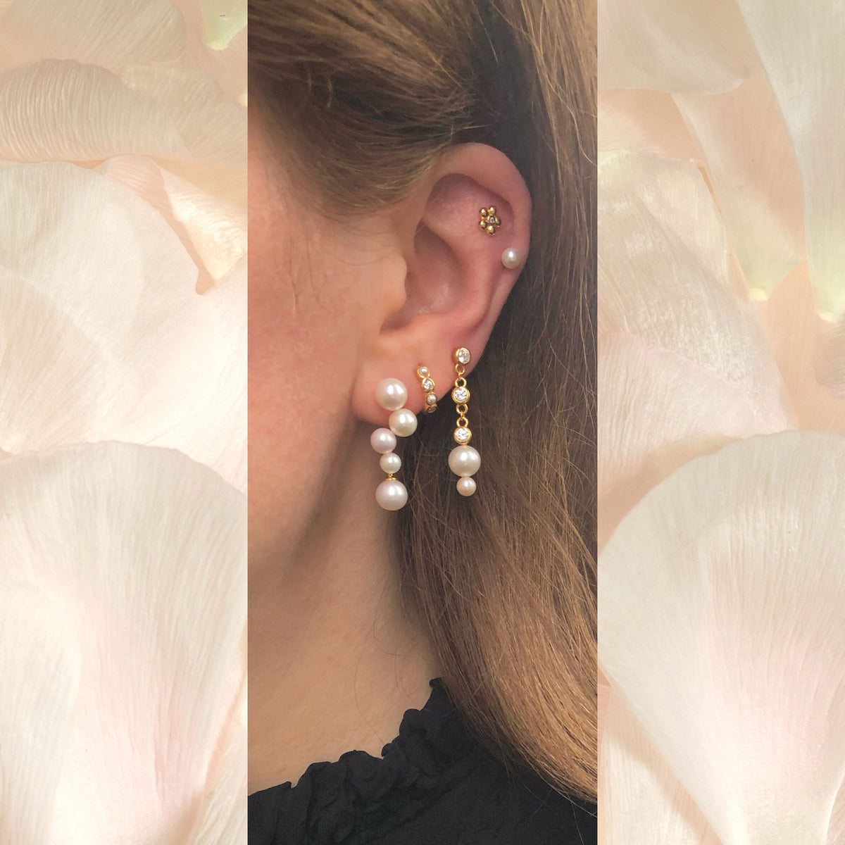 Paloma Left 18K Gold Plated Stud w. Pearls