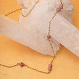 Pink 18K Gold Plated Necklace w. Tourmaline