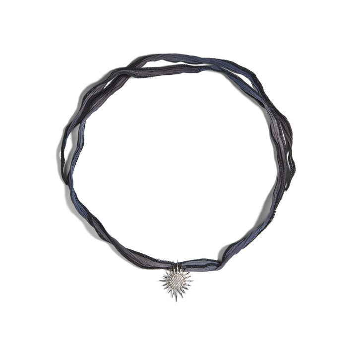 Supernova Blue Ribbon Silver Necklace w. Zirconia