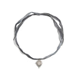 Supernova Grey Ribbon Silver Necklace w. Zirconia