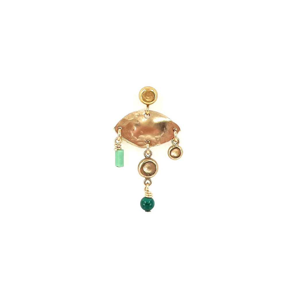 Svea 14K Gulddoublé Ørering m. Malakit & Perle