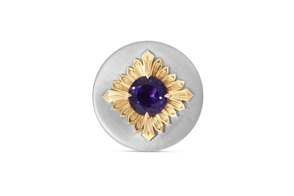 Tag Amethyst 18K Silver & Gold Ring w. Amethyst