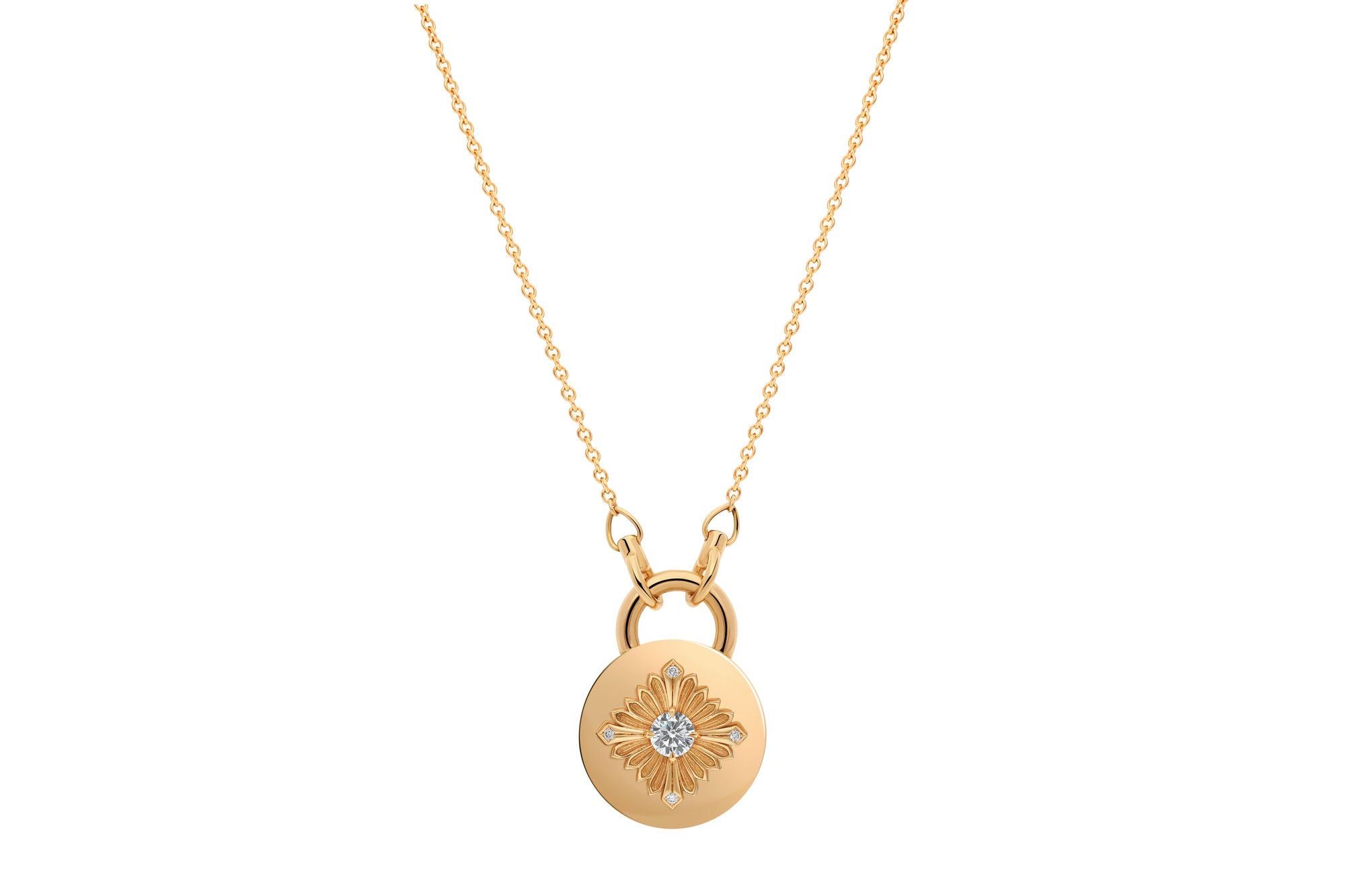 Tag Diamond 18K Gold Necklace w. Diamonds