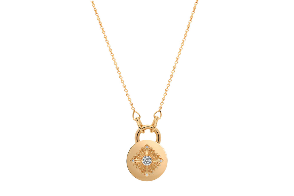 Tag Diamond 18K Gold Necklace w. Diamonds