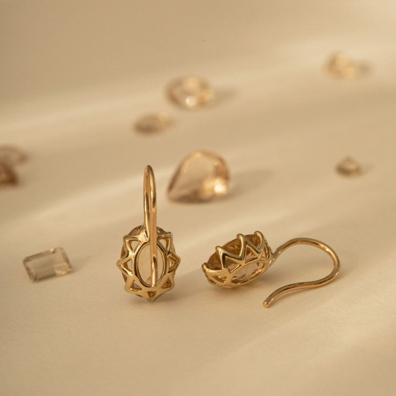 Stella 10K Gold Earrings w. Champagne Quartz