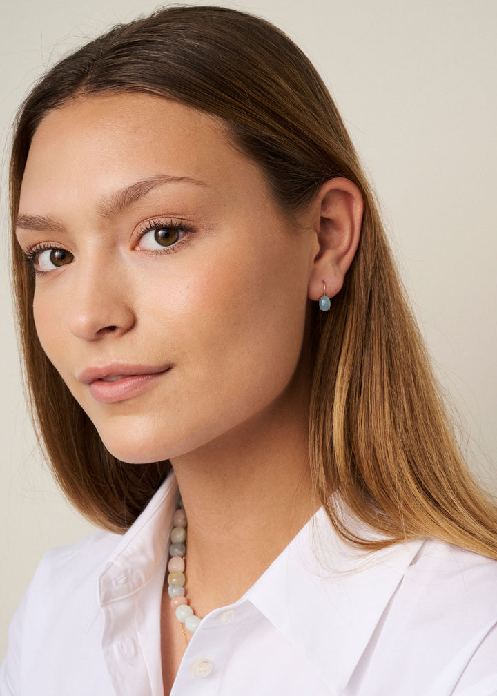 Tournure 10K Gold Earrings w. Aquamarine