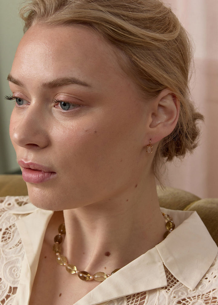 Tournure 10K Gold Earrings w. Sand Moonstone