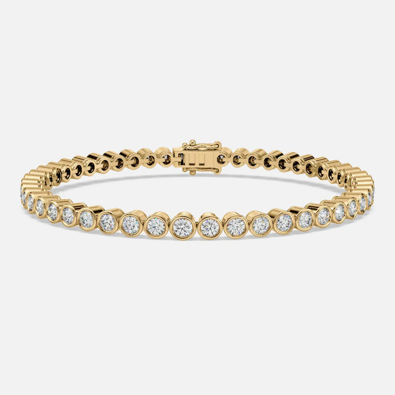14K Gold Lünette Armband w. 2 CRT -Diamanten