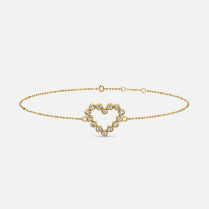 Heart 14K Gold Bracelet w. Diamonds