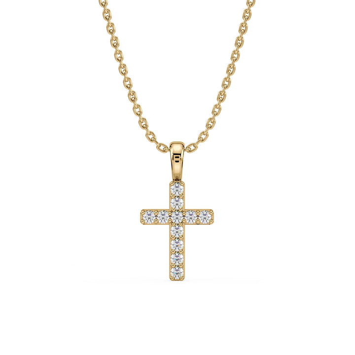 Cross 14K Gold Necklace w. Diamonds