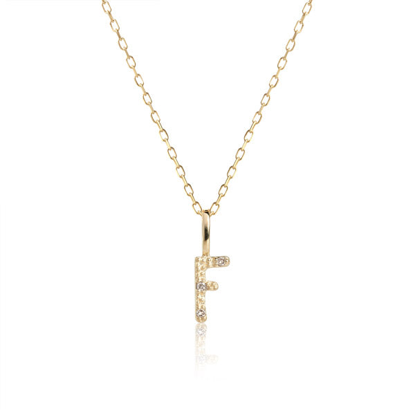Letter F 10K Gold Pendant w. Diamonds