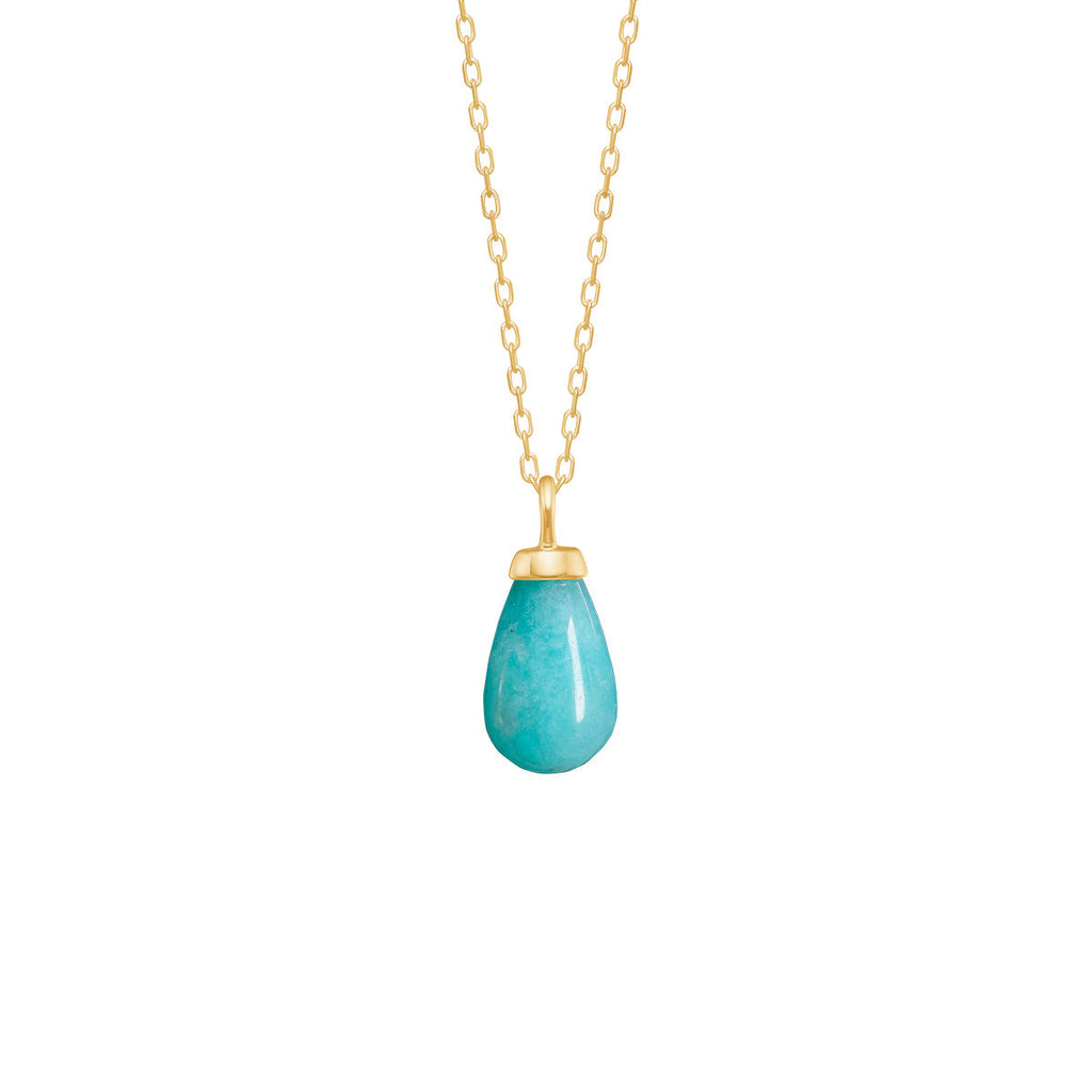 Drop 10K Gold Pendant w. Amazonite