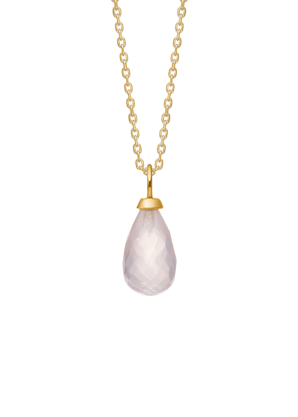 Facet Drop 10K Gold Pendant w. Rose Quartz