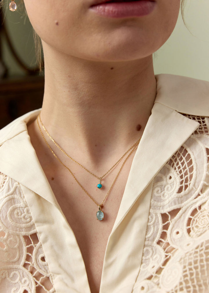 Bon Bon 10K Gold Pendant w. Turqoise