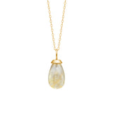 Drop 10K Gold Pendant w. Golden Rutile Quartz