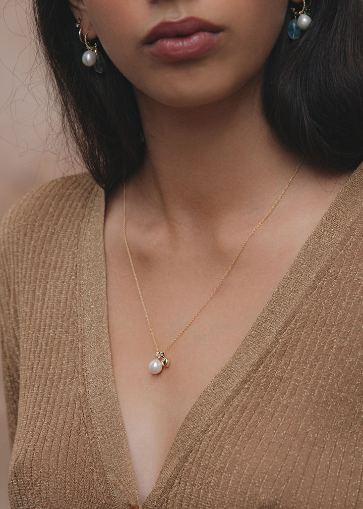 Candy 10K Gold Pendant w. Pearl & Ruby