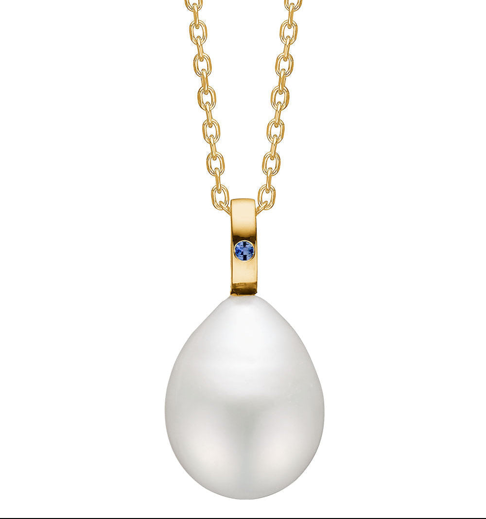 Candy 10k Gold Pendant w. Pearl & Sapphire