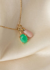 Drop 10K Gold Pendant w. Pink Opal