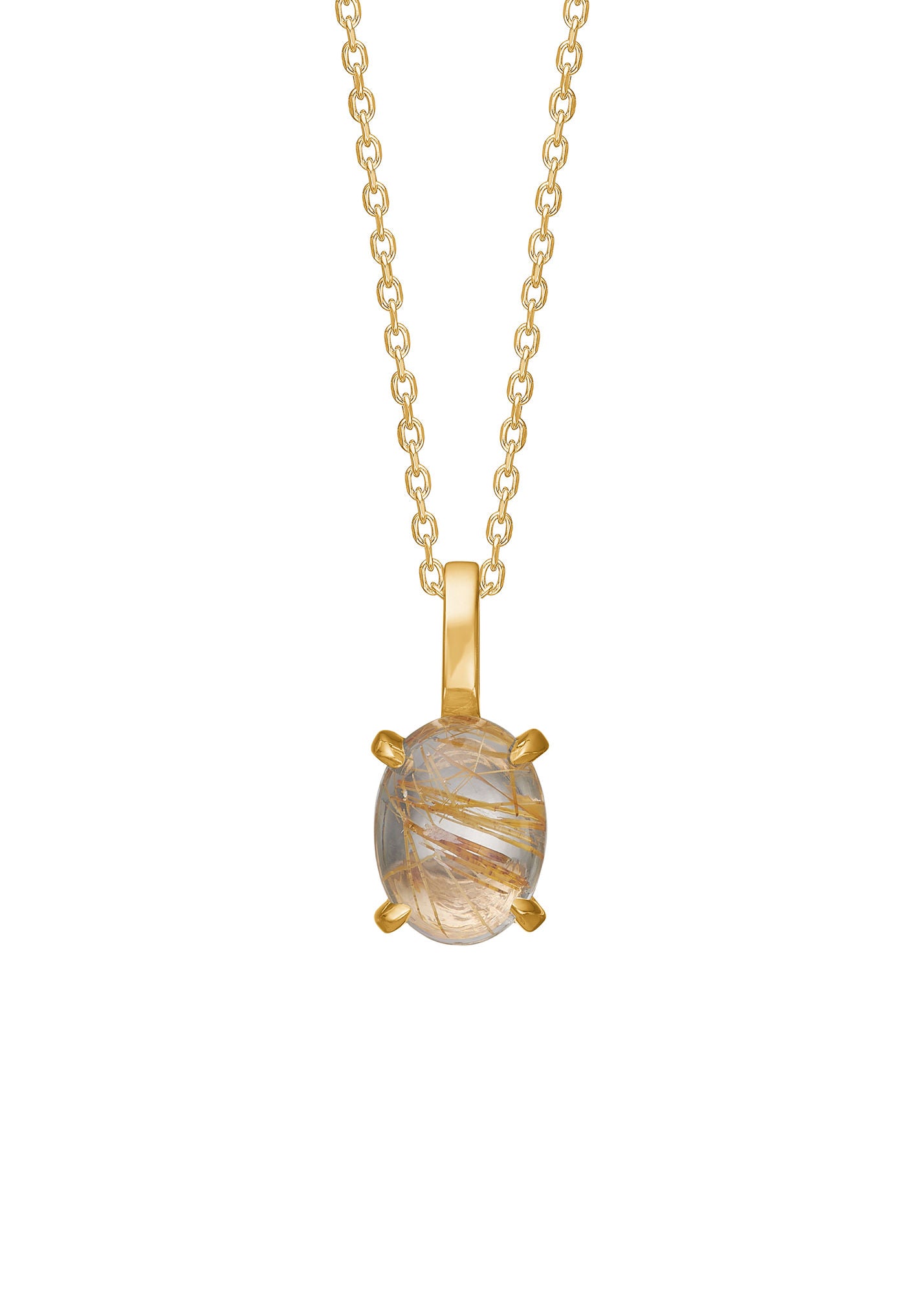 Camren 10K Gold Pendant w. Golden Rutile Quartz