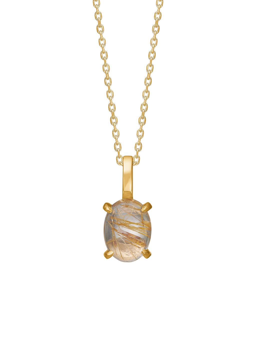 Camren 10K Gold Pendant w. Golden Rutile Quartz