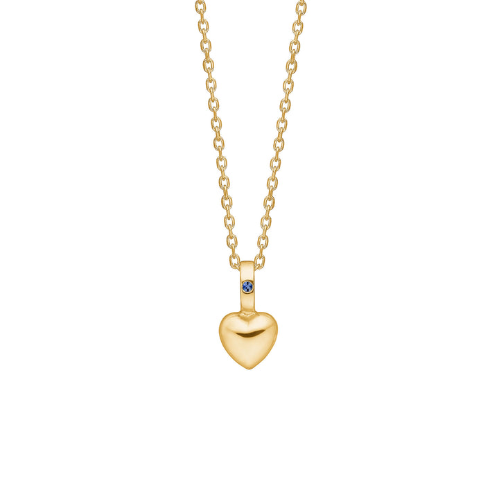 Heart 10K Gold Pendant w. Blue Sapphries