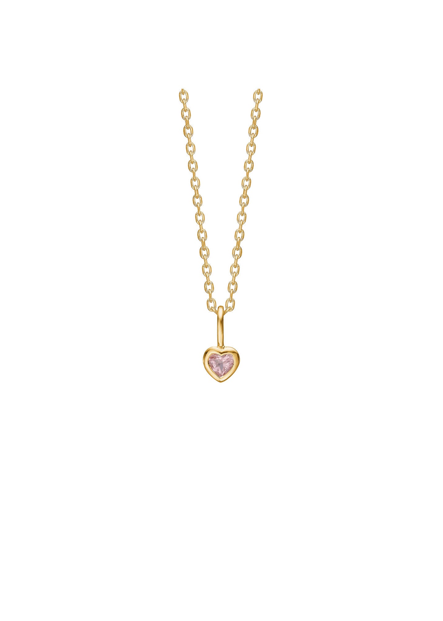 Love 10K Gold Pendant w. Pink Tourmaline