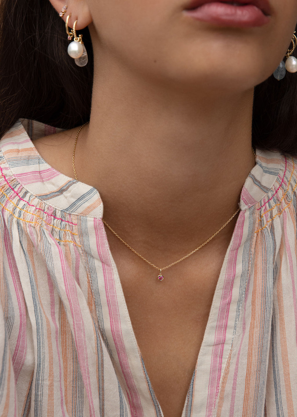 Love 10K Gold Pendant w. Pink Tourmaline