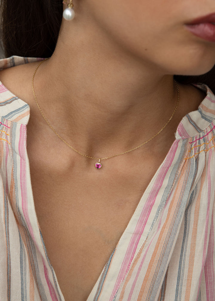 Love 10K Gold Pendant w. Tourmaline