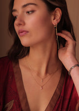 Hjerte 10K Guld Vedhæng m. Pink Opal & Diamant