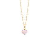 Hjerte 10K Guld Vedhæng m. Pink Opal & Diamant