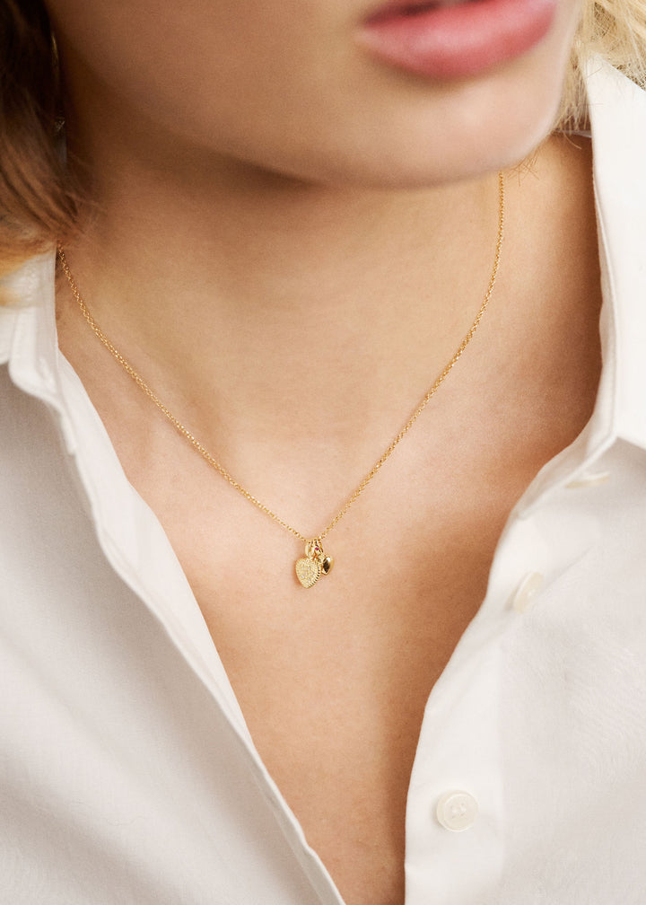 Love 10K Gold Pendant w. Champagne Diamond