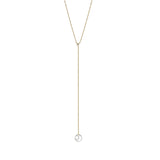 Y 18K Gold Necklace w. Diamond & Freshwater Pearl