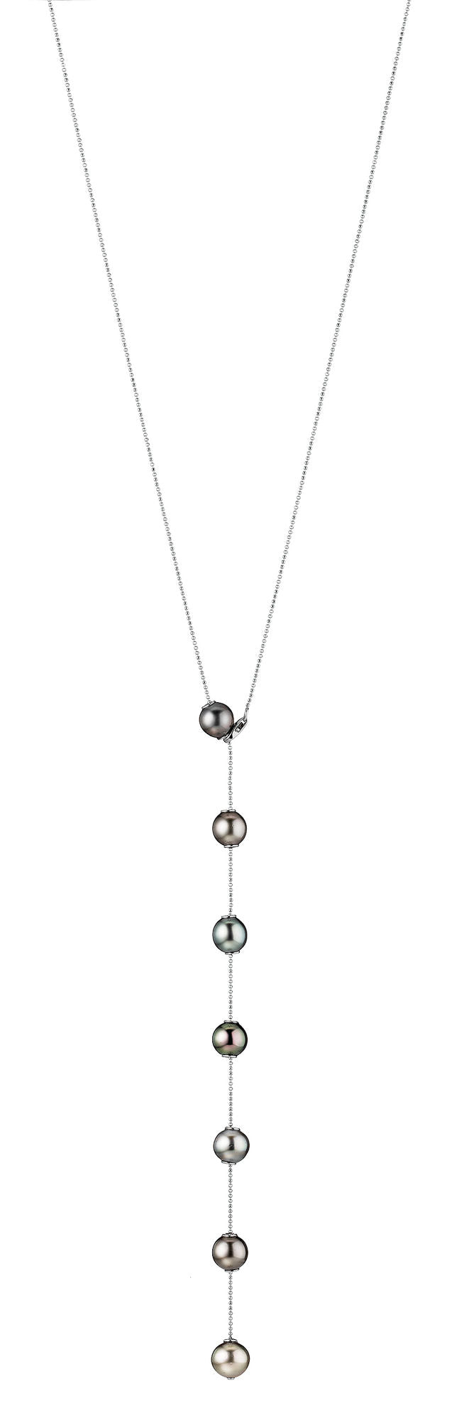 Transformable 18K Whitegold Necklace w. 7 Tahiti Pearls
