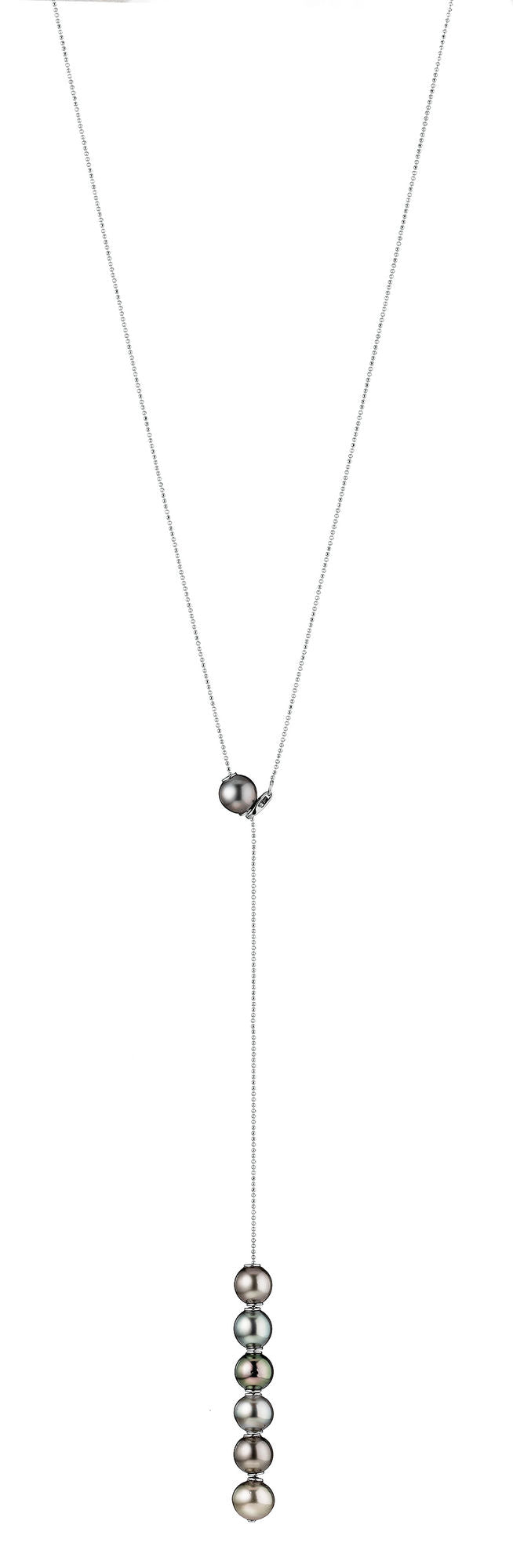 Transformable 18K Whitegold Necklace w. 7 Tahiti Pearls