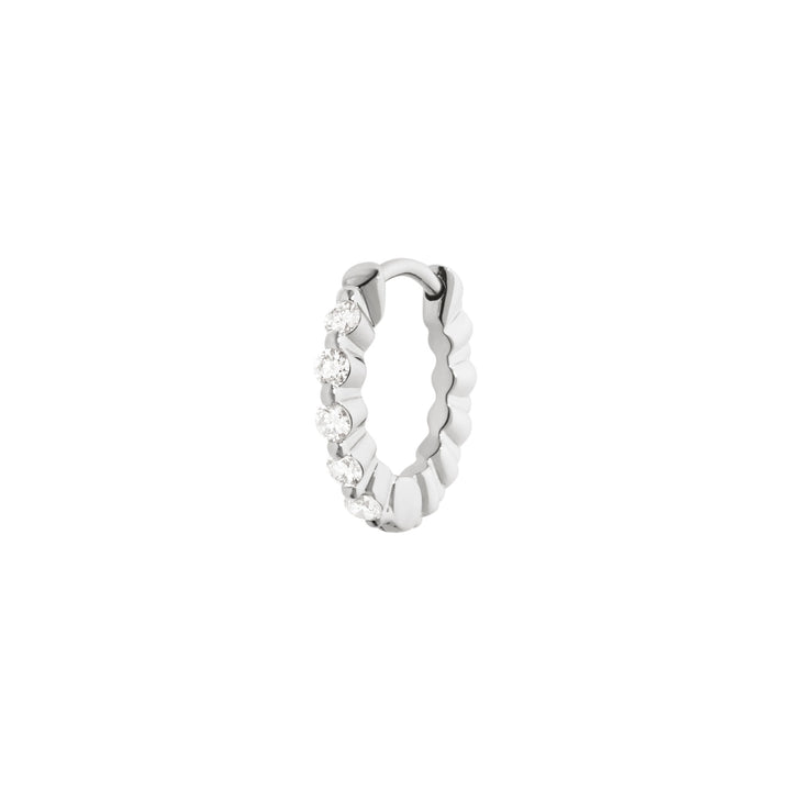 True Romance 8 14K White Gold Huggie w. Lab-Grown Diamonds
