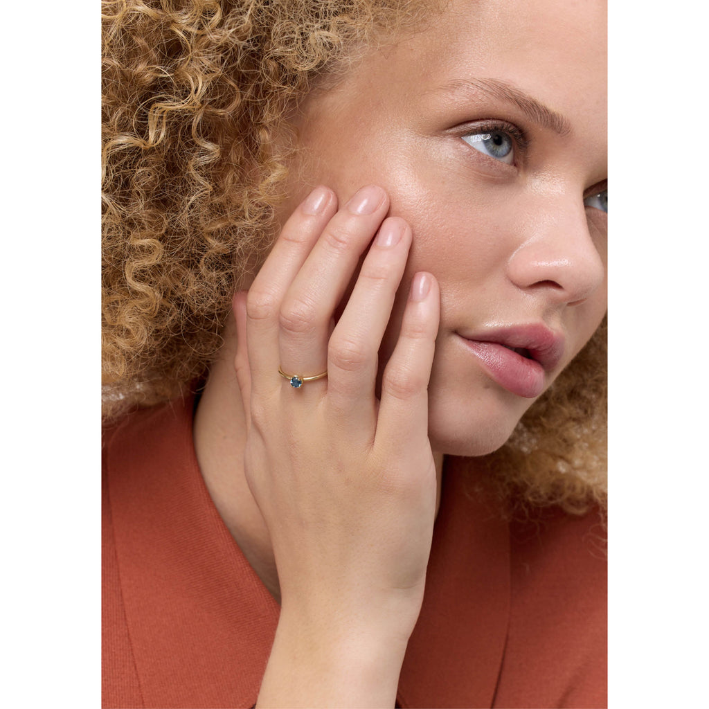 My Precious - Regnbue 10K Tynd Guld Ring m. Topas