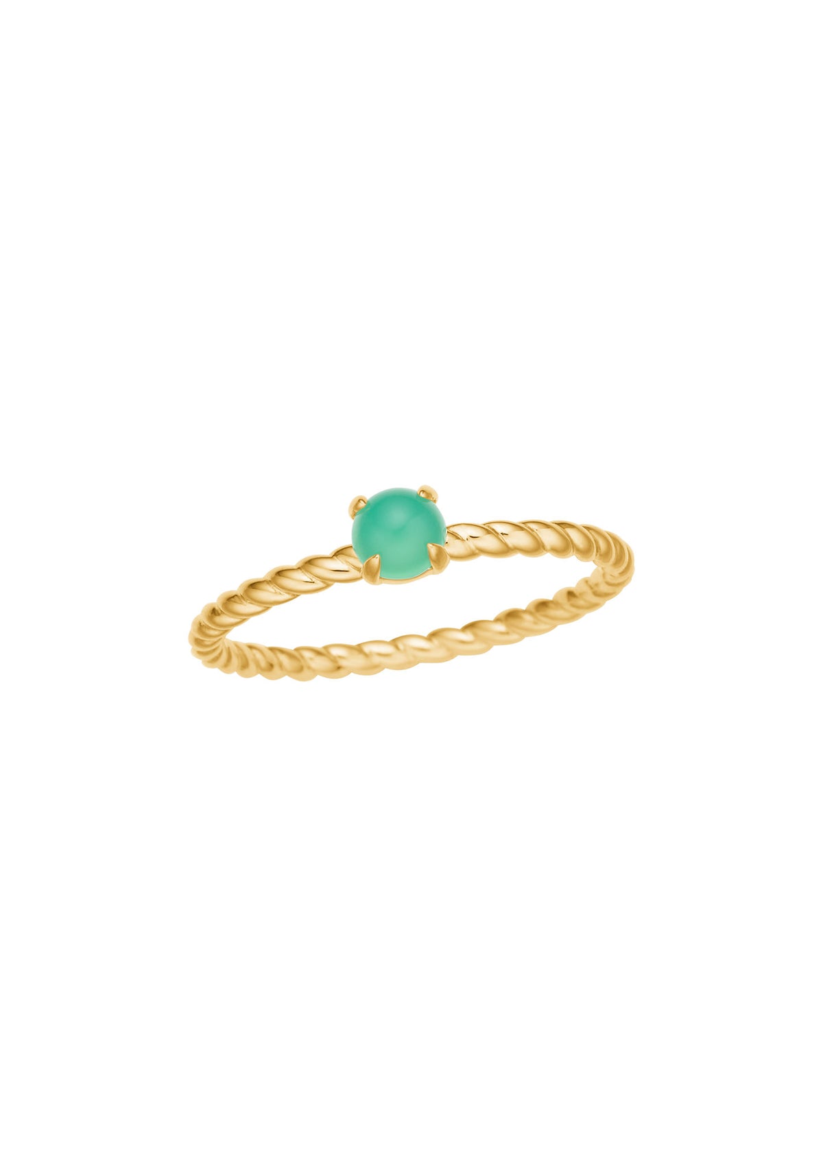 Mini Bubble 10K Guld Ring m. Krysopras